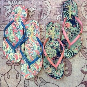 Two Pairs Lilly Pulitzer Flip Flops SZ 7/8
